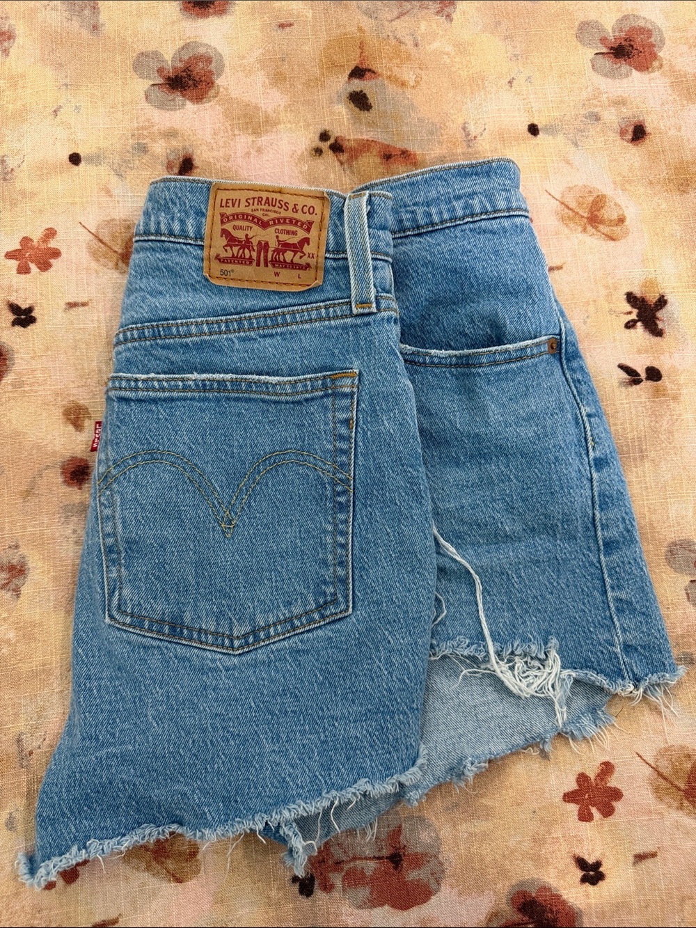 Levi's 501 Light Blue Denim high waisted shorts